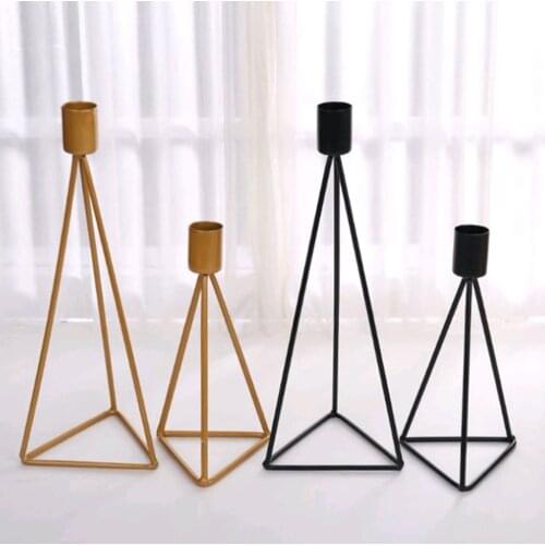 Vintage Geometric Wire Cup Candle Wedding Party Decor Candlestick Candle Holder Golden/Black for Home Desktop Ornament
