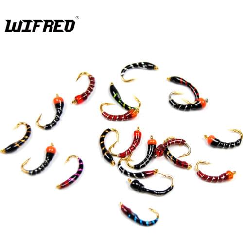 Wifreo 6PCS #16 Golden Hook Nymph Flies Bead Head Buzzers Fly Fishing Lures
