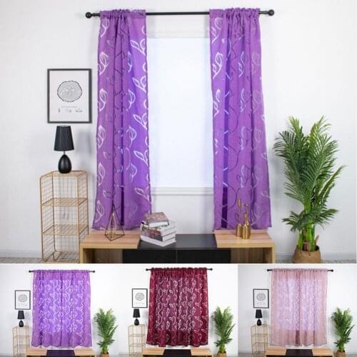100*130cm Window Curtain Drape Practical Comfortable Hollow Printed Transparent Through Rod Shower Curtain for Kitchen 2021