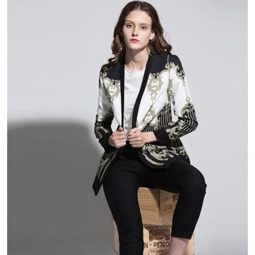 Women Vintage Gothic Jackets 2021 Autumn Winter New Slim Full Sleeve Abstract Flower Barroco Print Belt Cardigan Designer Jacket