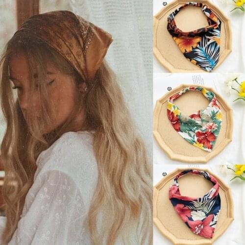 Ruoshui Woman Boho Bandannas Girls Floral Triangle Hair Scarf Turban Women Elastic Hairband Hair Accessories Headwear Ornament