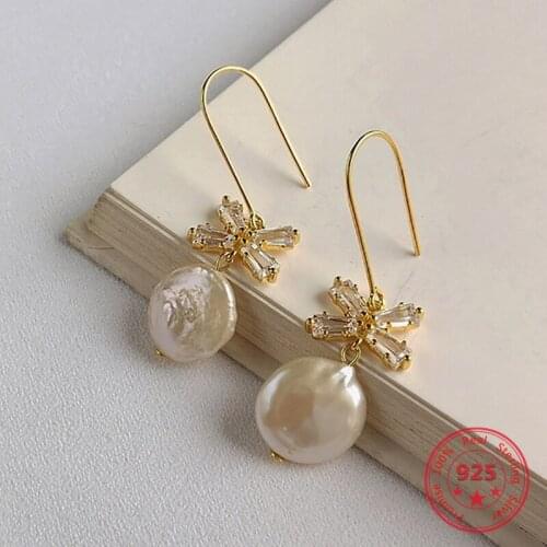 925 Sterling Silver Simple Fashion Trend Freshwater Pearl Irregular Pearl Earrings For Women