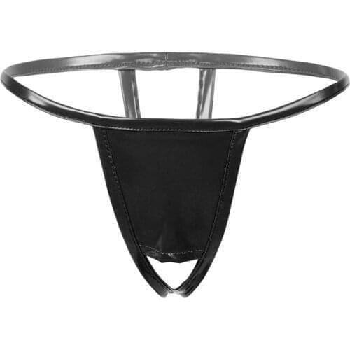 Women Sexy Lingerie Erotic Open Crotch Panties Wetlook Leather G-string Thongs Crotchless Underwear Underpants T-back Panties