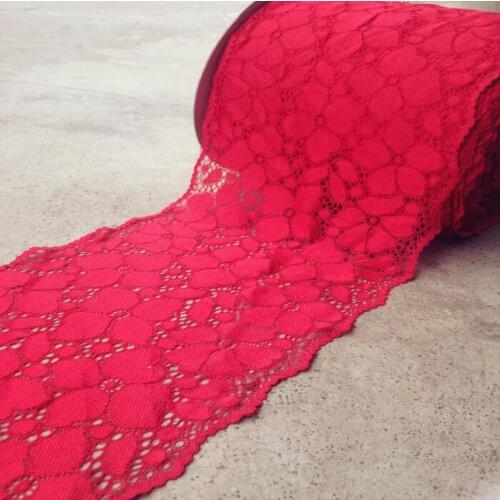 1 Meter Red Color Unique Design Stretch Lace Trim Sewing DIY Crafts Elastic Lace Fabrics Underwear Decor 23cm Free Shipping