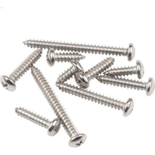 10/50pcs M1 M1.2 M1.4 M1.7 M2.2 M2.6 M3 M4 M5 M6 304 stainless steel Cross Phillips Pan Round Head Self tapping Wood Screw