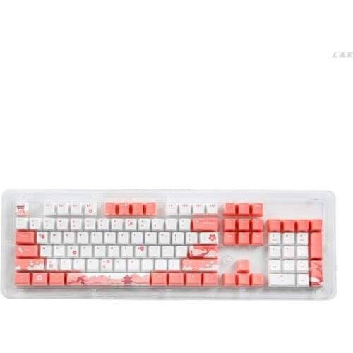 104 OEM PBT Keycaps Full Set Mechanical Keyboard Keycaps PBT Dye-Sublimation Cherry Blossom Keycaps
