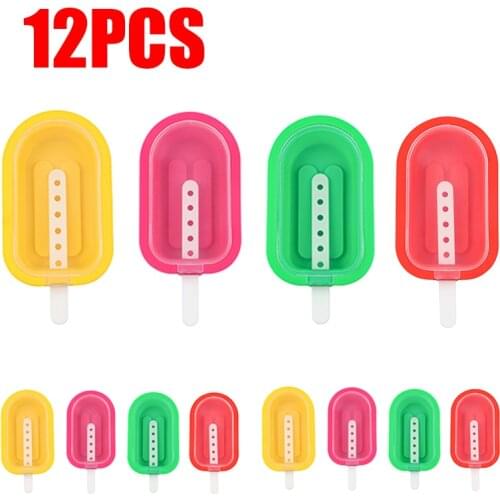 12/8/4PCS Silicone Ice Cream Mold DIY Homemade Popsicle Molds Freezer Juice Cream Molds Ice Pop Maker with Sticks Ice Cream Tool