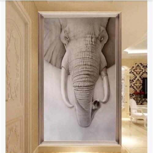Papel de parede 3D elephant porch decorative painting wallpaper door sticker,living room tv wall bedroom wall papers home decor