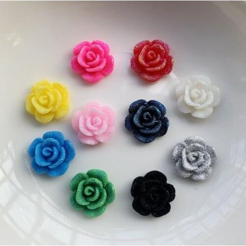 40 pieces 13mm frosted resin flower flat back resin diamond hairpin decoration DIY jewelry/ crystal applique