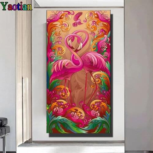 5D Diamond Painting Full Drill Square Flamingo Animal Pictures Diamond Embroidery Cross Stitch Home Decoration Drop Shipping