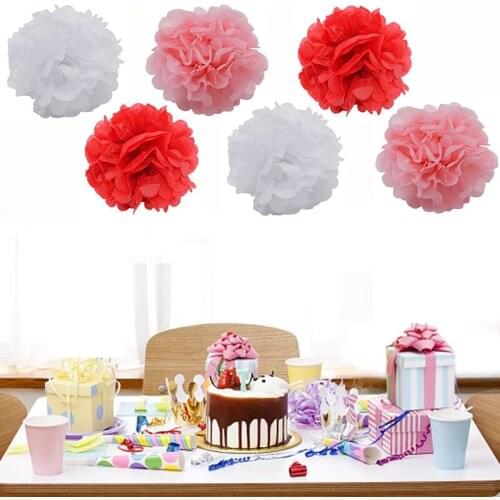 6Pcs/lot 10''(25cm) DIY Tissue Paper Pom Poms Flower Ball For Party Wedding Decoration Festival Celebration Flower Pompom Balls