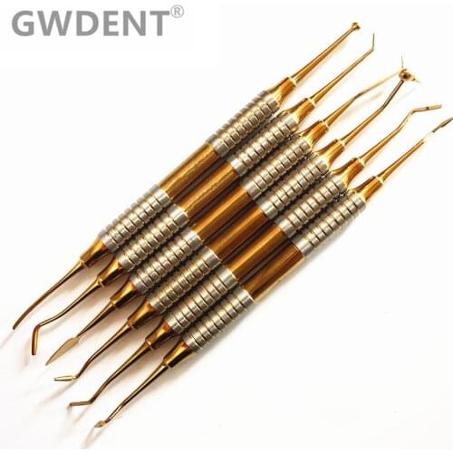 6pcs Dental Composite Resin Filling Spatula Titanium plated Head Resin Filler Set thick handle Restoration set Dental Instrument