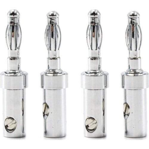 8 pcs Hi End Rhodium plated spring Banana plug for DIY speaker cable without logo,Banana Plug Speaker Cable Wire Connector