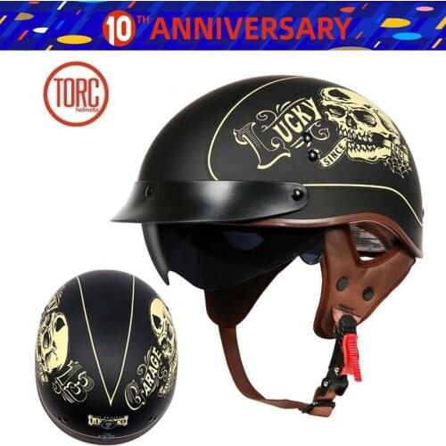 Free shipping 1pcs TORC T55 DOT Retro Half Face Motorcycle Helmet Drop Down Sun Visor Vintage Scooter Cruiser Helmet