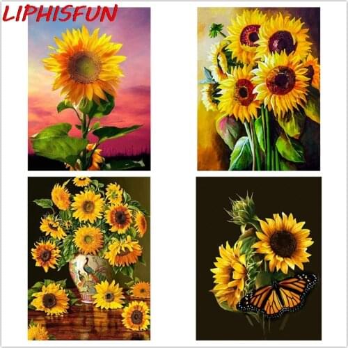 DIY Diamond Painting Sunflower 5D Diamond Embroidery Full Drill Display Flowers Rhinestones Pictures Beadwork Home Decoration