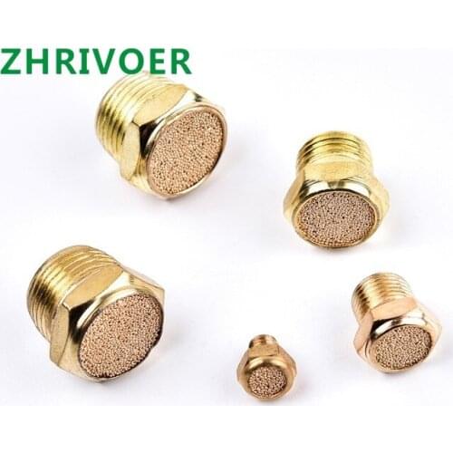 For solenoid valve fittings exhaust muffler thread 1/8"1/4"3/8"1/2" pneumatic plug silencer brass connector BSLM-01/02/03/04