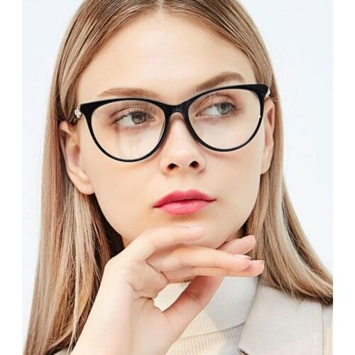 Feishini Plastic Computer Glasses Women Cat eye Retro Rays Radiation Gamin Eyewear Frames Anti Blue Light Glasses Optical Ladies