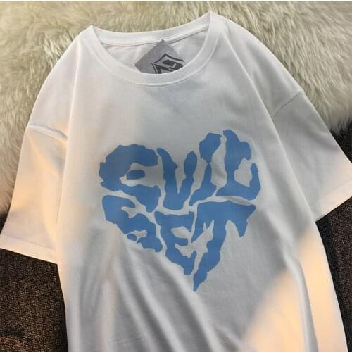 Printing T-shirt Summer Short-Sleeved Round O-Neck Mens Fashion Loose Cotton All-match Style INS Lovers Student BF