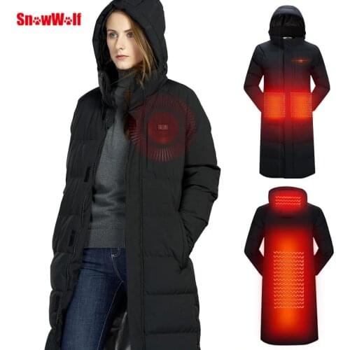 Battery Heated Jacket Winter Heating Jacket For Women Long Coat Electric Heated Clothing USB Intelligent Heated Coat