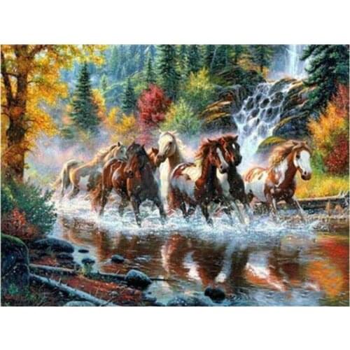 TOUOILP square full Diamond Painting Paarden 3