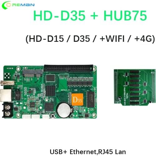 Best price Huidu HD-D35 with HUB75 D15 taxi roof bus full color rgb led sign panel controller card with WIFI 4G wireless GPS