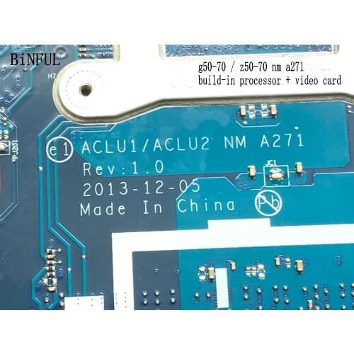 BiNFUL AVAILABLE NEW LAPTOP MOTHERBOARD ACLU1 / ACLU2 NM A271 FOR LENOVO G50-70 NOTEBOOK PC WITH CELERON processor 3558u