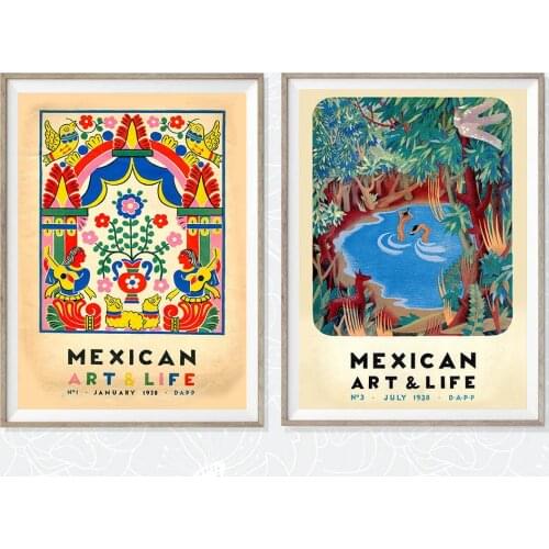 Mexican Art and Life Exhibition Poster Canvas Prints Mexico 1938 Magazine Cover Art Painting Wall Picture Living Room Home Decor