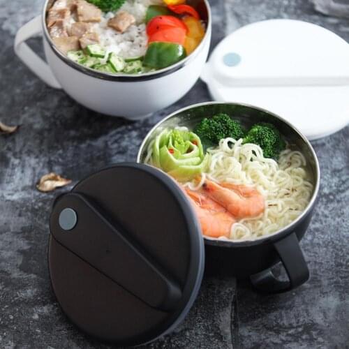 304 Stainless Steel Instant Noodle Bowl With Lid Food Grade Noodle Soup Bowl Lunch Box With Handle
