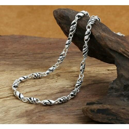 Fashion S925 Sterling Silver Retro Thai Silver Vintage Style Custom Made Aodian Bamboo Handmade Men Ande Women Necklace