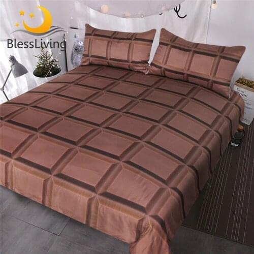 BlessLiving Chocolate Bar Bedding 3 Piece Super Soft Funny Bed Sets 3d Realistic Giant Chocolate Duvet Cover for Boys Girls