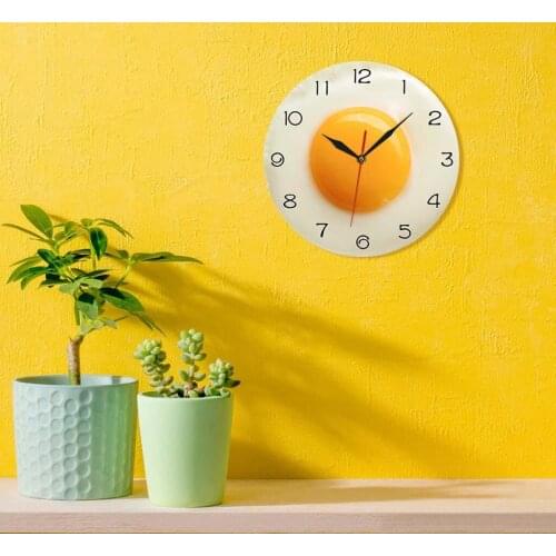 Wall Clock,Breakfast Food Poached Egg Dining Room Wall Watch,Fried Egg Kitchen Quartz for Family/Restaurant/Coffee Shop/Bathroom