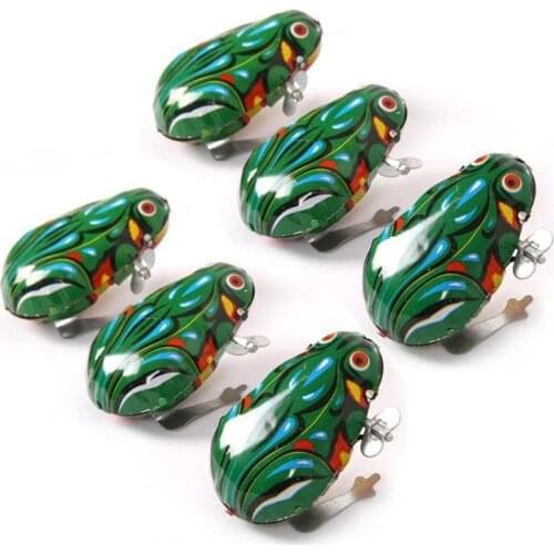 New Kids Classic Tin Wind Up Clockwork Toys Jumping Frog Vintage Toy For Baby Children Boys Educational