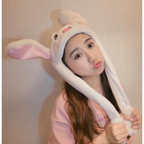 2018 new hot sale funny plush rabbit hat ears will move cute toys rabbit doll soft stuffed animals lovely girls gifts children
