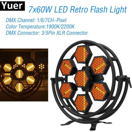 New 7x60W LED Retro Flash Light DMX512 Sound Control DJ Equipment Nightclub LED Disco Stage Light KTV Party Bar Effect Lights