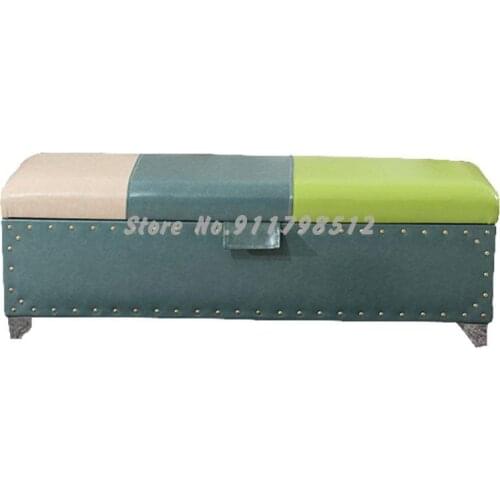 Clothing store rectangular sofa shoe changing stool shoe cabinet bed end solid wood storage stool storage locker room fitting ro