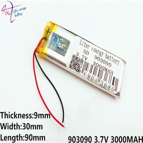 Polymer 3000 mah 3.7V 903090 smart home speakers Li-ion battery for dvr GPS mp3 mp4