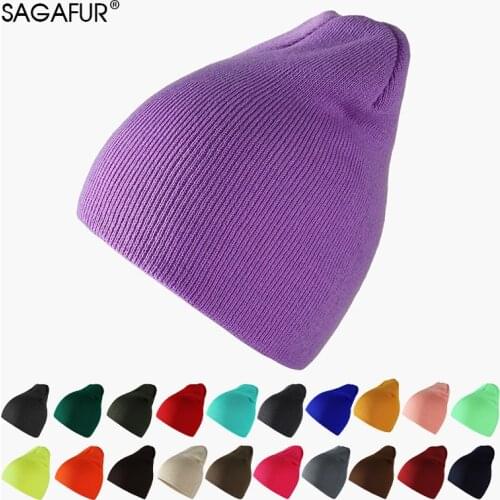Winter Unisex Female Beanies Children Women Fashion Knitted Cap Solid Color Autumn Hat Thick Warm Casual Bonnet Soft Clearance