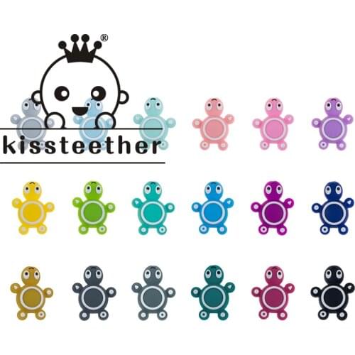 Kissteether 20pcs Silicone Turtle Bead Molar Silicone Rubber Necklace BPA Free Baby Teether Pure Natural Silicone Molar Toy