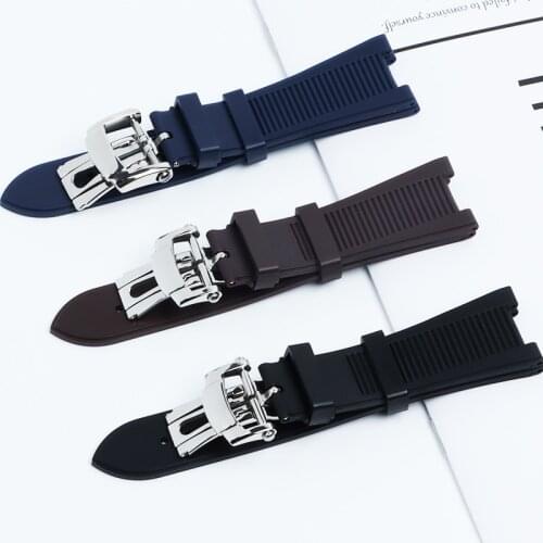 25mm Soft Rubber Silicone Watch Band Black Blue Brown Waterproof Watchband for PATEK PHILIPPE Strap Nautilus for Men Bracelet