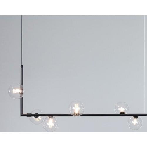 Modern Gold/Black Glass Ball Pendant Light Industrial Hanging Lights Bar Pendant Lamp Dining Room Lighting Fixture Home Indoor