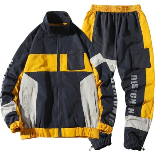 Tracksuit Men Autumn Winter Mens Hip Hop Two Piece Clothing Sets Casual Jacket Pants 2PCS Track Suit Sportswear Sweatsuits 2021