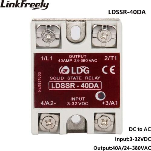 SSR-40DA Solid State Relay 40A 24V -280VAC Output Input: 3V 3.3V 5V 12V 24V 32V DC AC SSR Relay Switch SSR 40DA 25DA 10DA 80DA