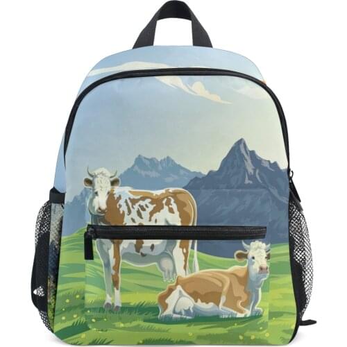12 Inch Bendy Kindergarten Infantile Small School Bag Cute Cows Cartoon Bookbag Children Baby Toddler Bag Kid Backpack
