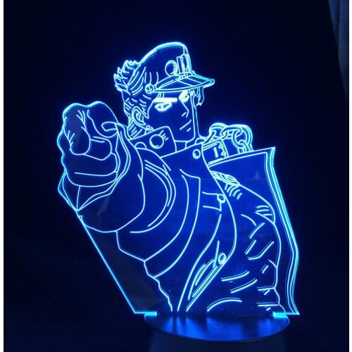 Jojo Led Lamp Manga JoJo Bizarre Adventure Jotaro Kujo 3d Light Anime for Bedroom Decor Light Birthday Gift for Him Dropship