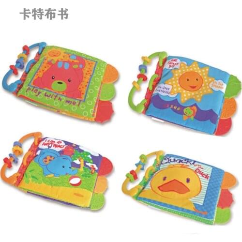 Duck Bear Elephant Sun Baby Cloth Books Teether Rattle Toy with Ringing Paper BB Device Early Education Kids Learning Toys