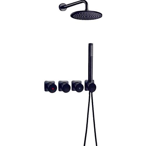 Bathroom Bath Matt Black Rose Rain fall Faucet Brass Diverter Mixer Tap Set Hand held 8-16"Shower Head Wall Arm Valve System Kit