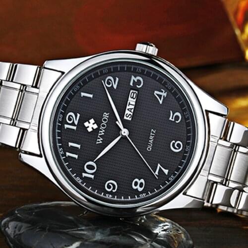 2021 WWOOR New Men Watches Top Luxury Brand Fashion Bussiness Full Stainless Steel Wristwatch Waterproof Date Clock Quartz Watch