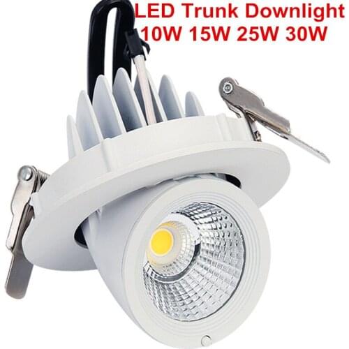 1pcs Super Bright LED Trunk Downlight Dimmable 360 Degree Rotation 10W 15W 25W 30W recessed Indoor Light cob led downlight