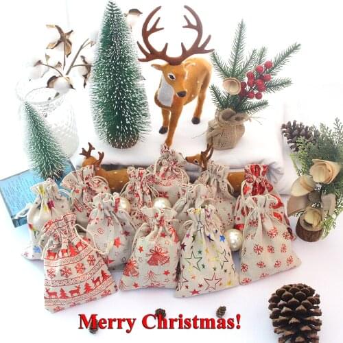 10Pcs 10X14 13X18 Christmas Gift Bag Candy Bling Bling Packing Pouch Santa Deer Star Bags Sachet Pouches Can Customized Logo
