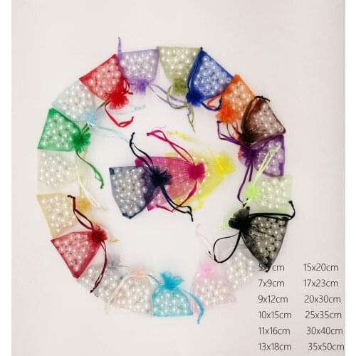 1000pcs/Lot 25x35cm Diy Jewelry Bag Gift For Women Drawstring Organza Gift Bags For Wedding/Party/Christmas Packaging Bags Pouch